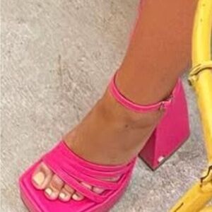 Naked Wolfe Pink Platform Sandals with Strappy Design